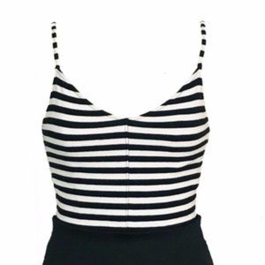 Hollister Black / White Striped Crop Top